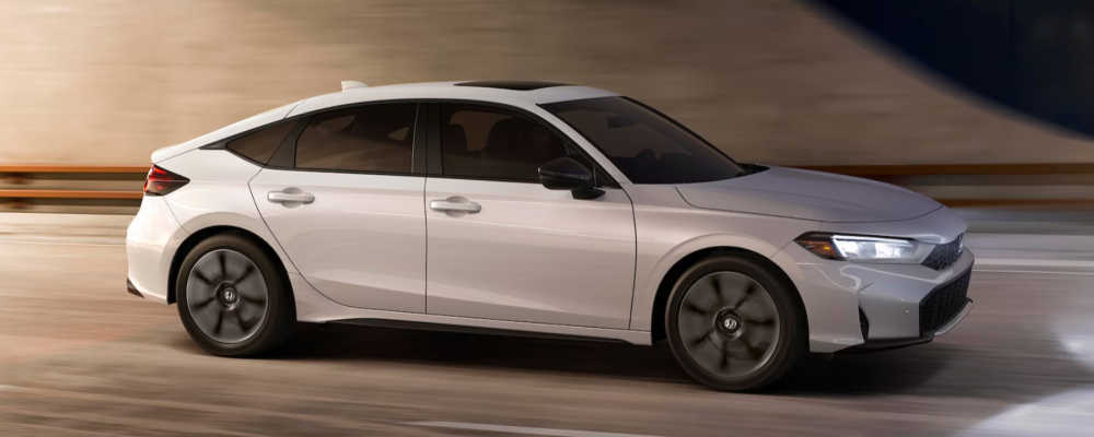 2026 Honda Civic Hatchback Sport Touring Hybrid in Platinum White Pearl Color
