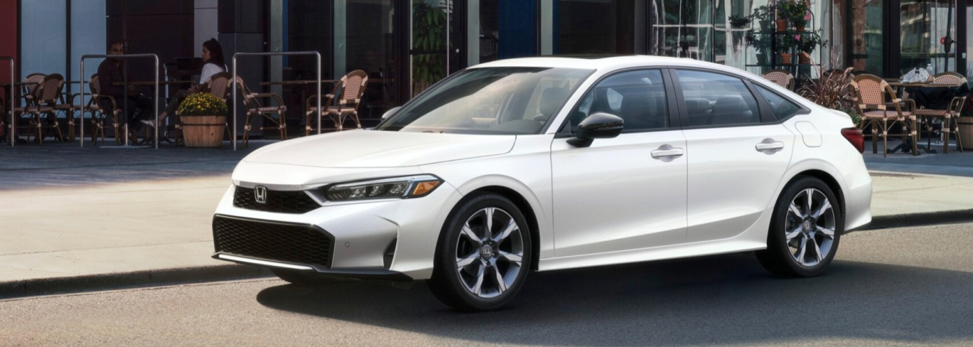 2025 Honda Civic Sport Touring Hybrid shown in Platinum White Pearl