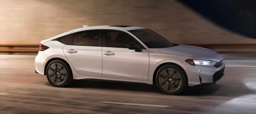 2025 Honda Civic Hatchback Sport Touring Hybrid in Platinum White Pearl