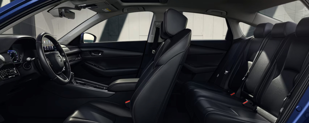 2025 Honda Accord Touring Hybrid shown with Black Leather Interior