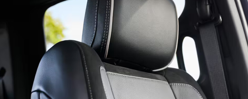2025 RAM 2500 interior The seat in this truck is black and silver leather.