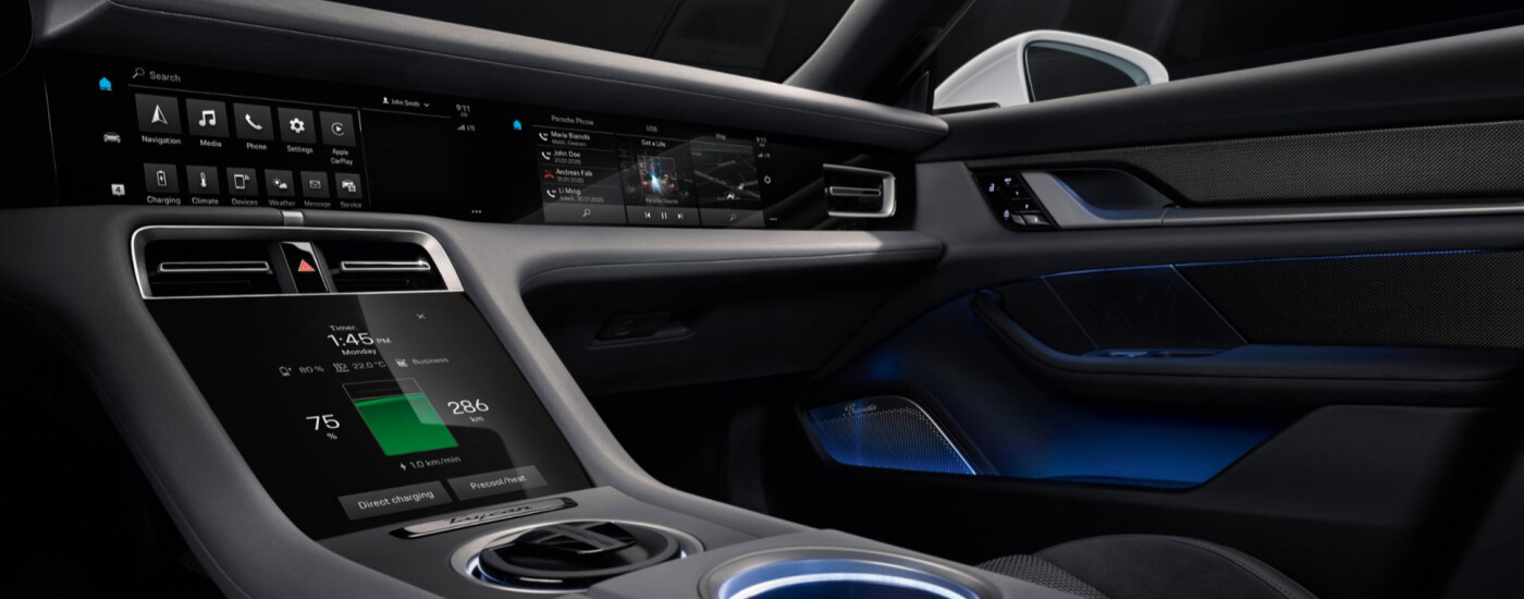 Interior shot of Porsche dashboard 