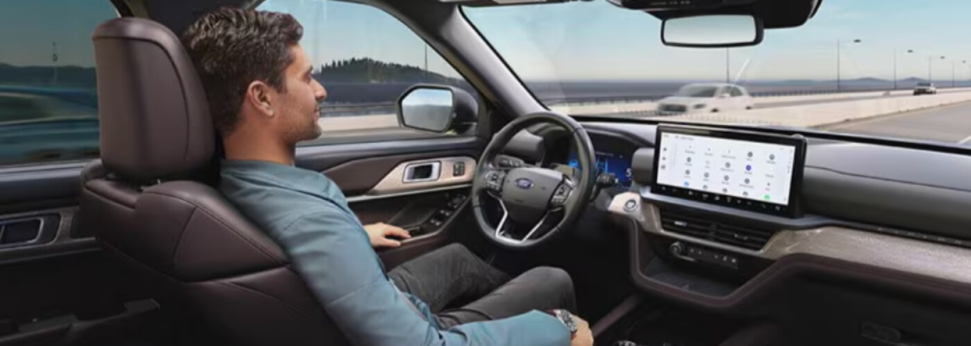 Man driving using Ford BlueCruise