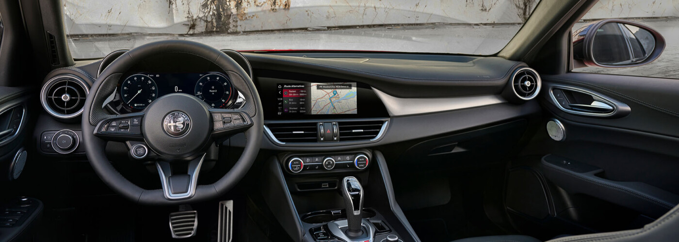 Interior dashboard shot of a 2025 Alfa Romeo Giulia
