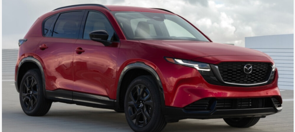 The red 2026 Mazda CX-5 has be redesigned. 