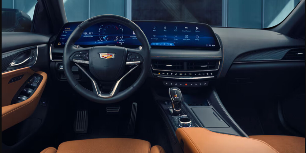 2026 Cadillac CT5 Interior showing wheel and screens