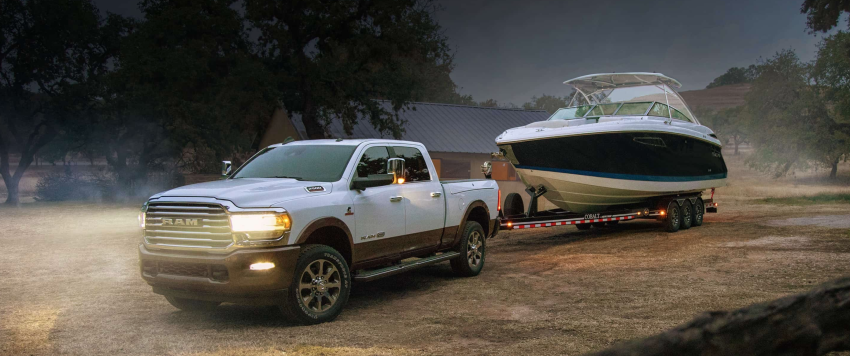2021 RAM 2500 towing a boat