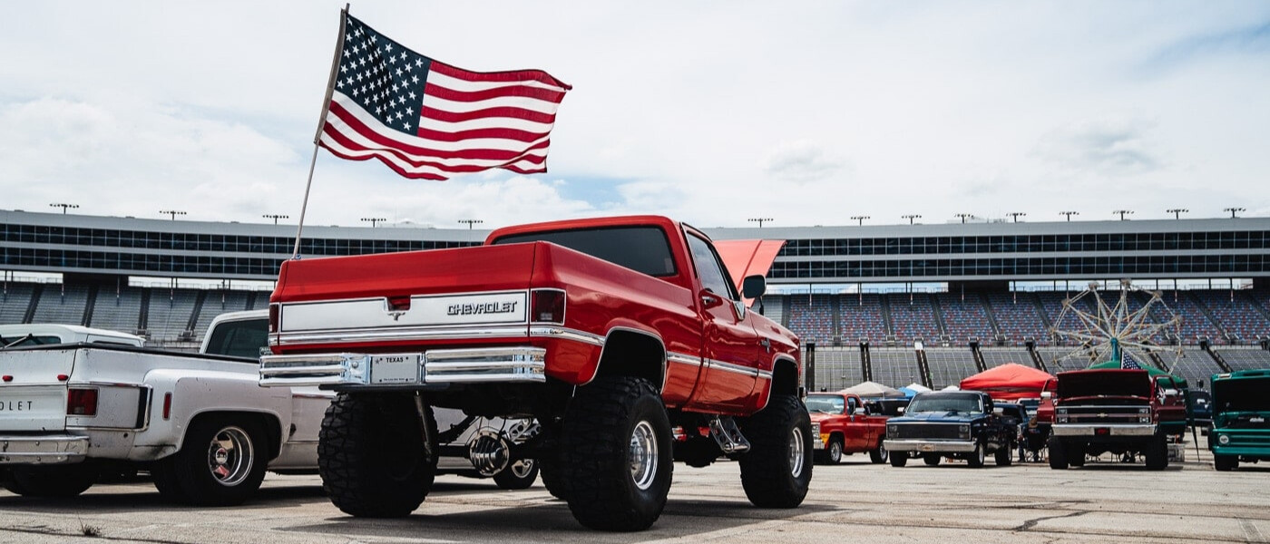 Chevy Trucks with American Flag