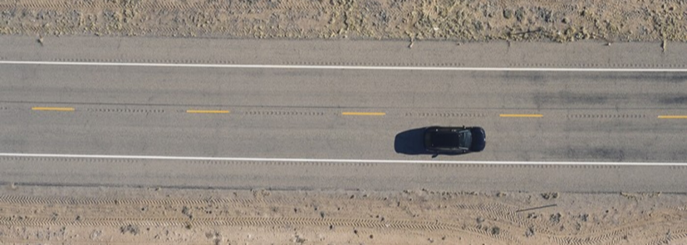 2022 Kia EV6 Aerial View on Desert Highway