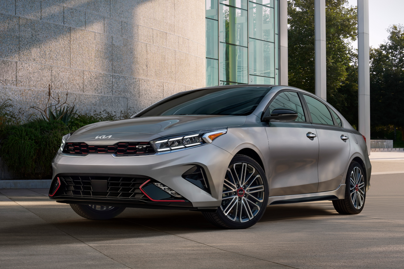 2023 Kia Forte Parked in Front of Building