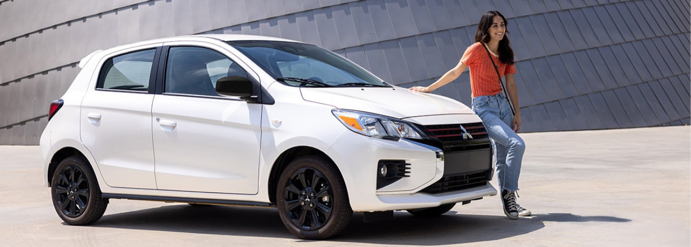 2023 Mitsubishi Mirage Parked in Front of Building
