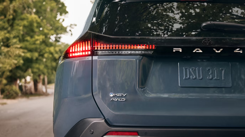 Close-up of the EV mode button on the 2026 Toyota RAV4 Plug-in Hybrid center console