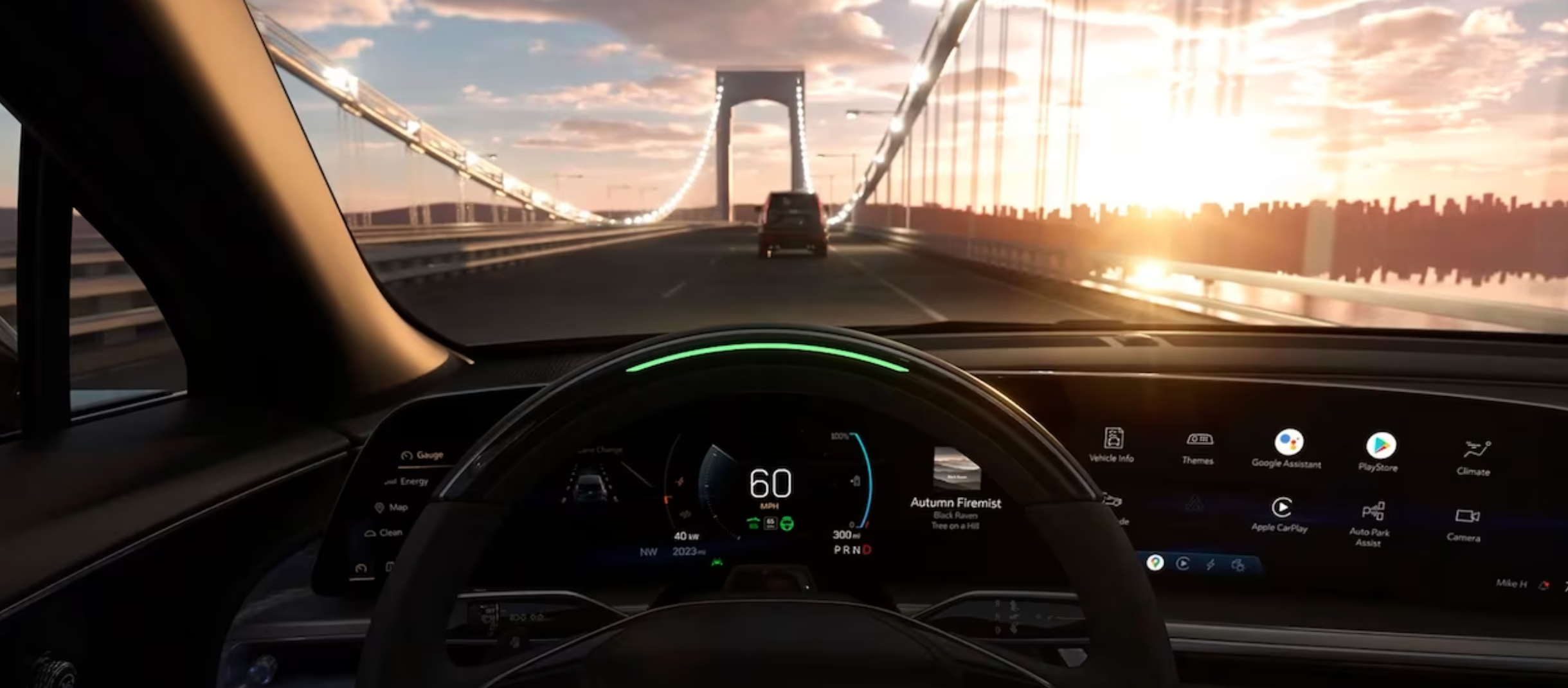 2024 Cadillac LYRIQ interior 2024 Cadillac LYRIQ interior at sunset