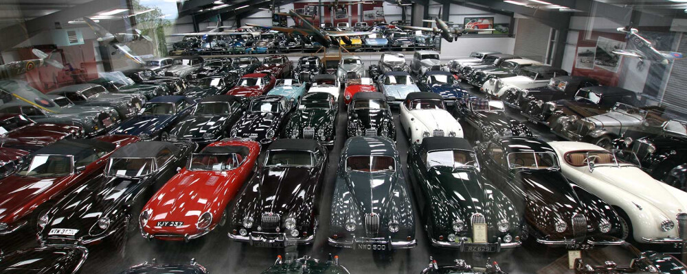 Jaguar Classic Car Collection in a warehouse