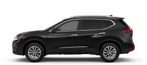 Side Profile of a Black 2020 Nissan Rogue SV