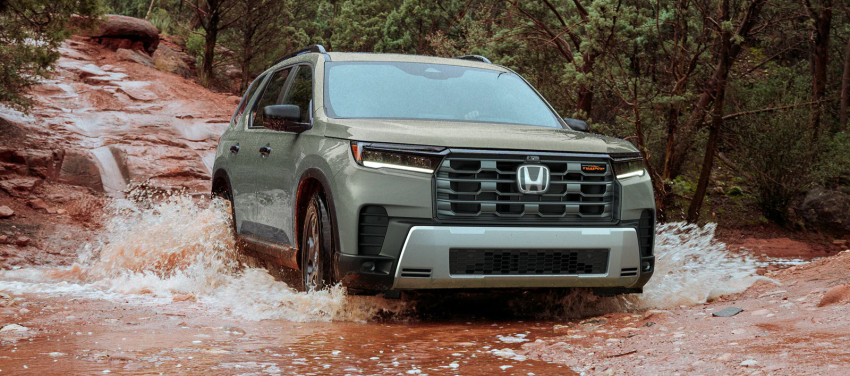 2026 Honda Pilot TrailSport shown in Ash Green Metallic