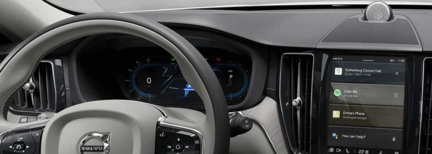 2025 Volvo XC60 Technology The gray interior highlights the black technology screen.