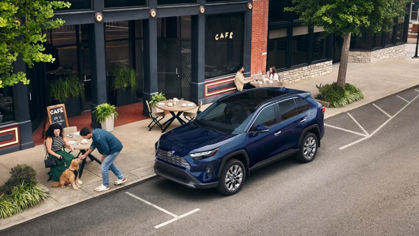 2026 Toyota RAV4 Hybrid parked on a sunny Ohio road near Columbus