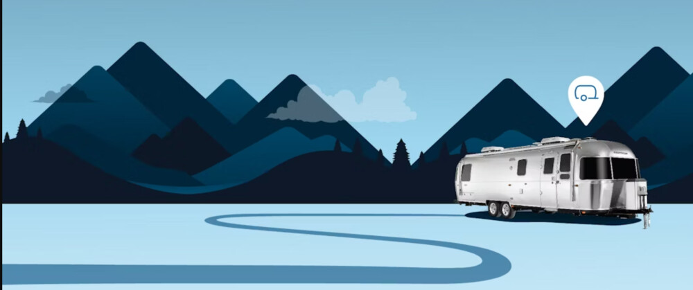Airstream trailer on map showing smart control technology