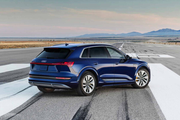 Blue 2023 Audi e-tron S Parked on airport runway