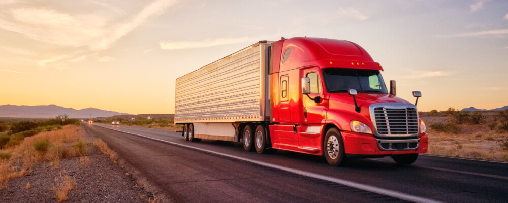Semi-Truck Driving exterior red