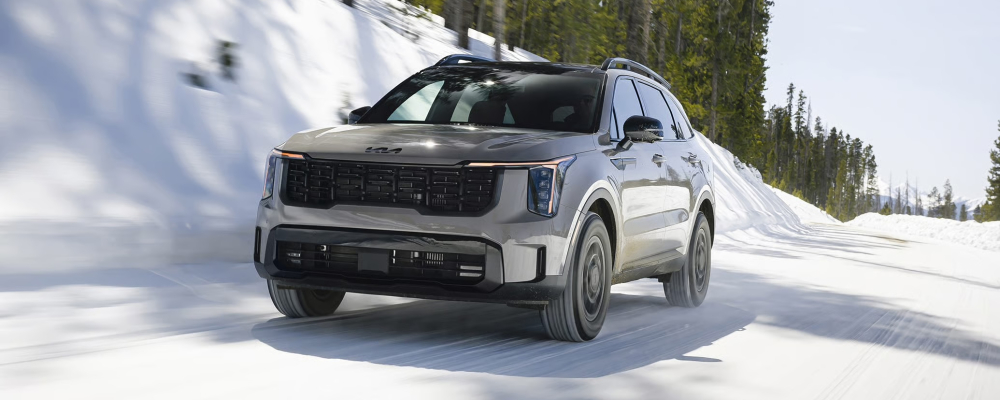 2026 Kia Sorento driving in snow