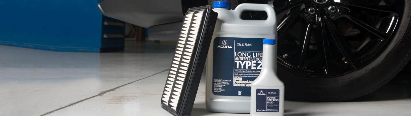 General Acura Service Header Acura filter and anti-freeze coolant