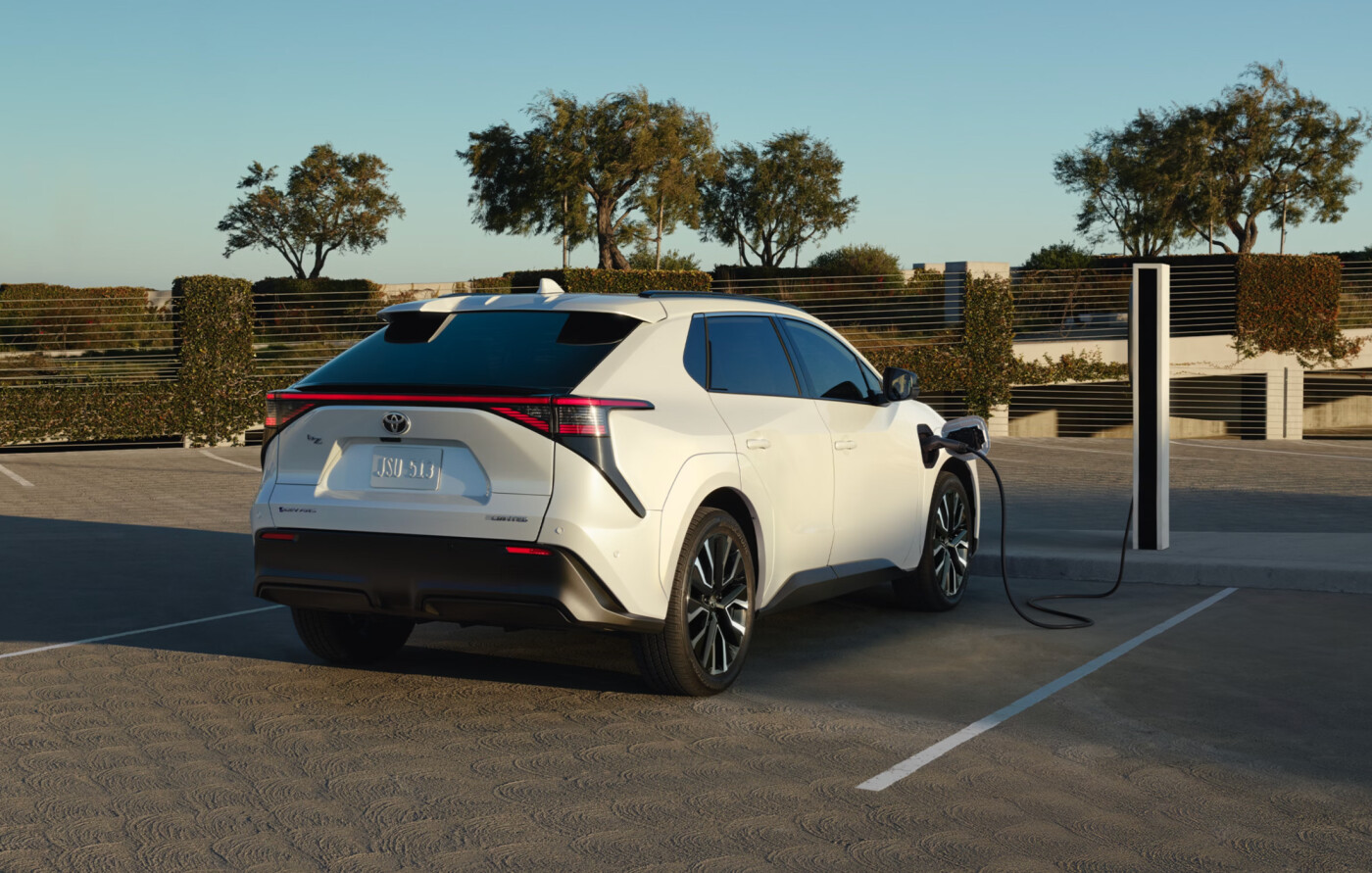 2026 toyota bz charging in parking lot