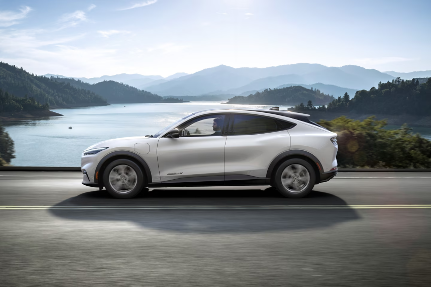2024 Ford Mustang Mach-E Driving Past Lake