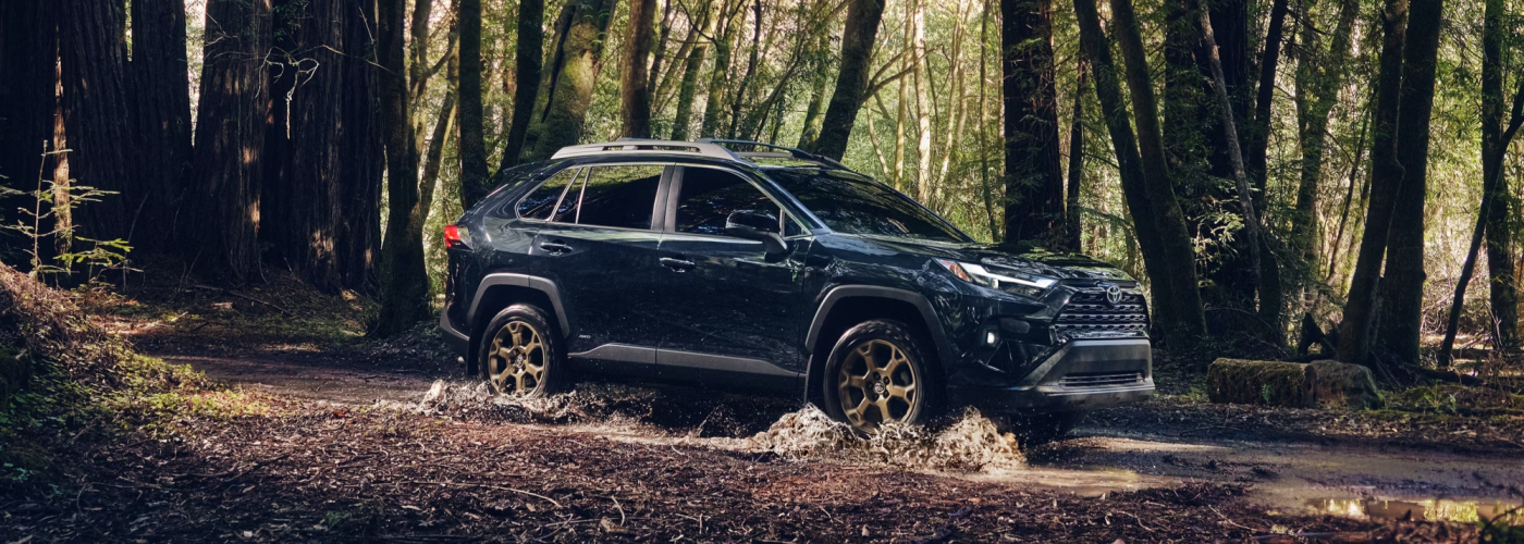 2025 Toyota RAV4 Hybrid Woodland Edition shown in Midnight Black Metallic 2025 Toyota RAV4 Hybrid Woodland Edition shown in Midnight Black Metallic