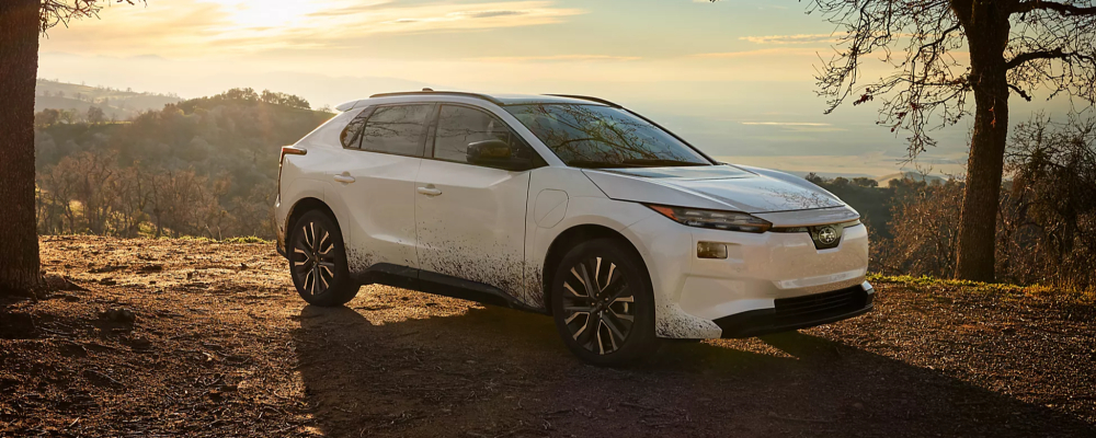 2026 Subaru Solterra Touring XT in Cosmic White Pearl Color with Available Color-Matched Wheel Arches