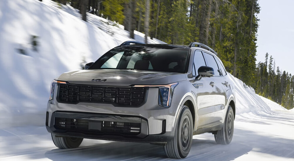 2026 Kia Sorento driving in snow