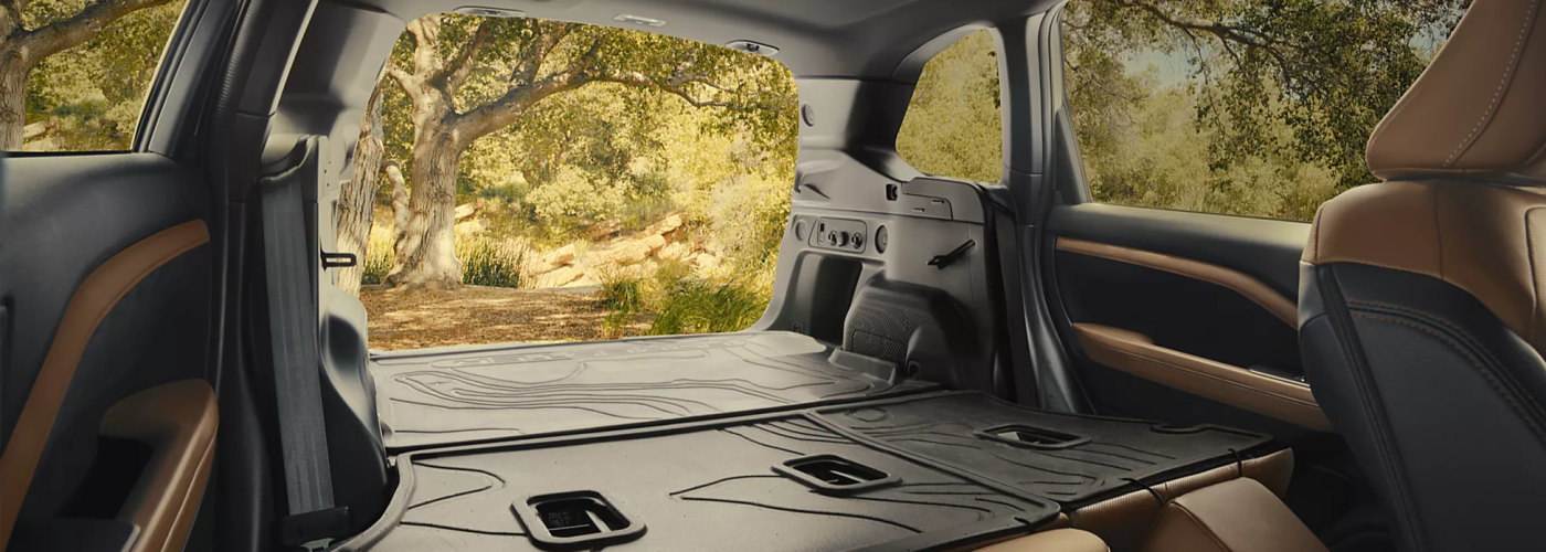 2026 Subaru Forester Cargo Area with 60/40-Split Flat-Folding Rear Seatbacks Shown with Accessory Equipment