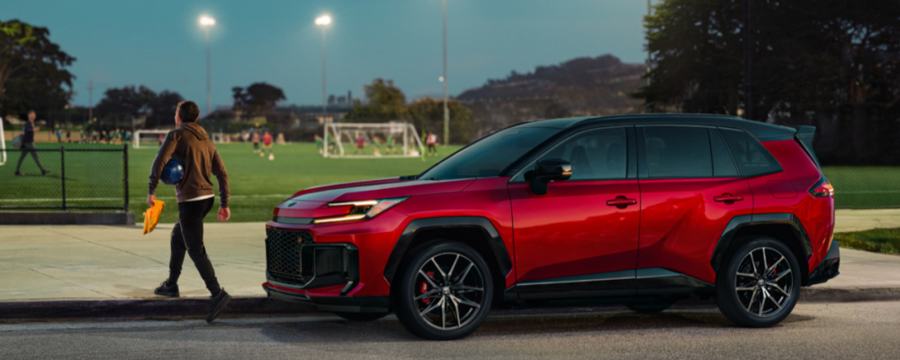 2026 Toyota RAV4 hybrid parked in front of soccor goal