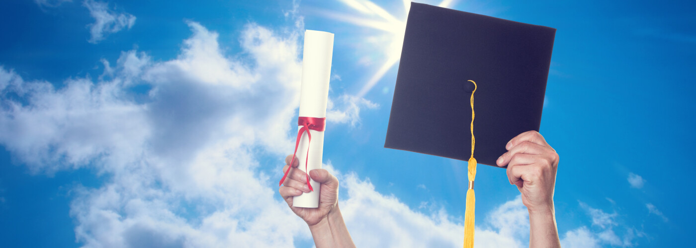 Graduation Cap in Sky