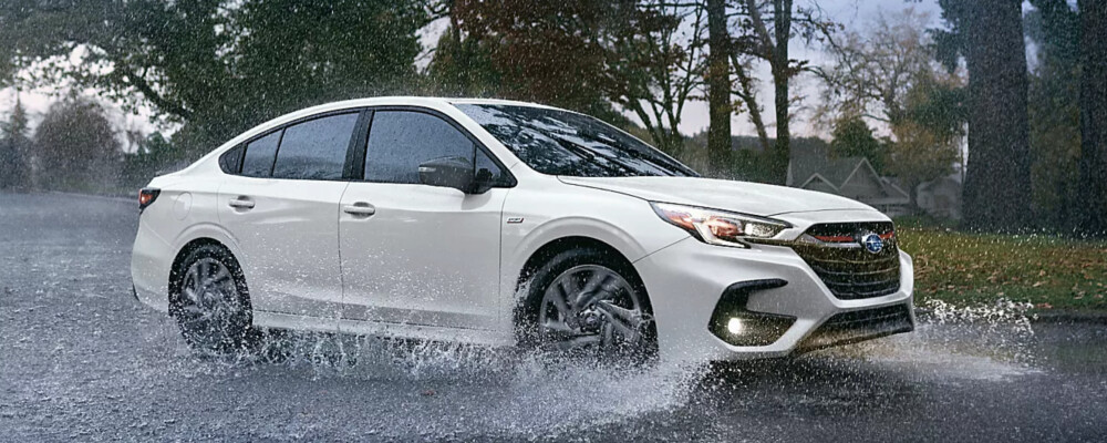 2025 Subaru Legacy driving through flooded streets