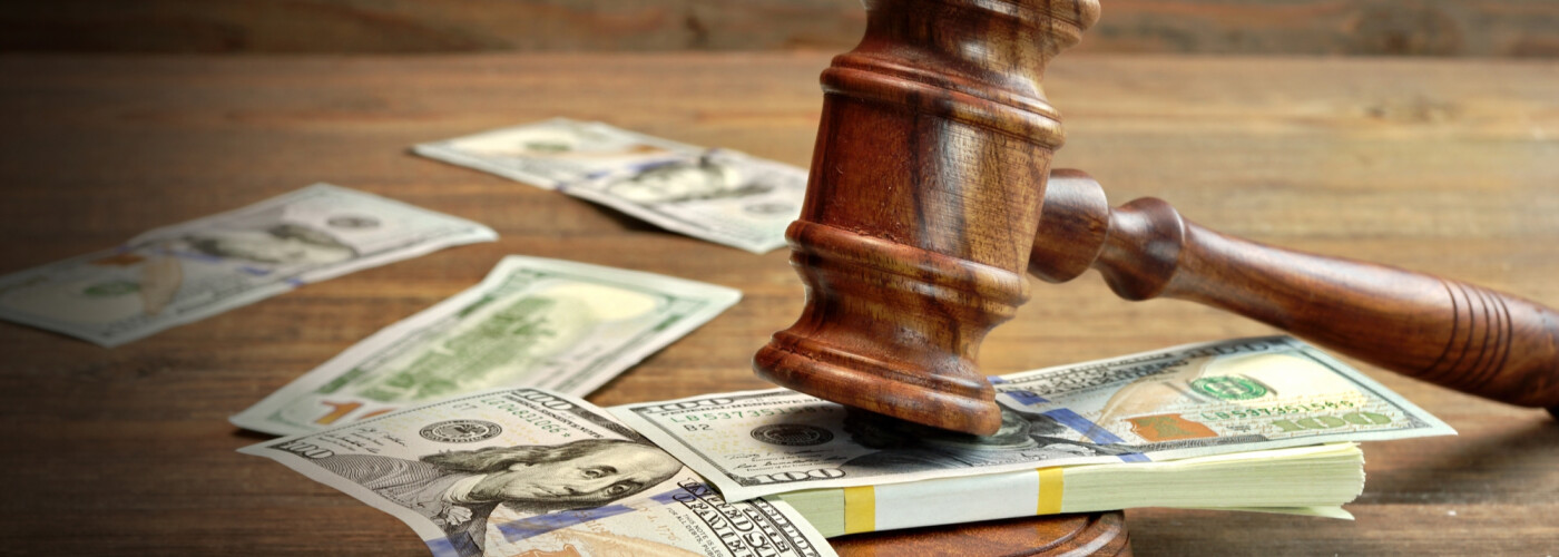 Money on a desk at a court 