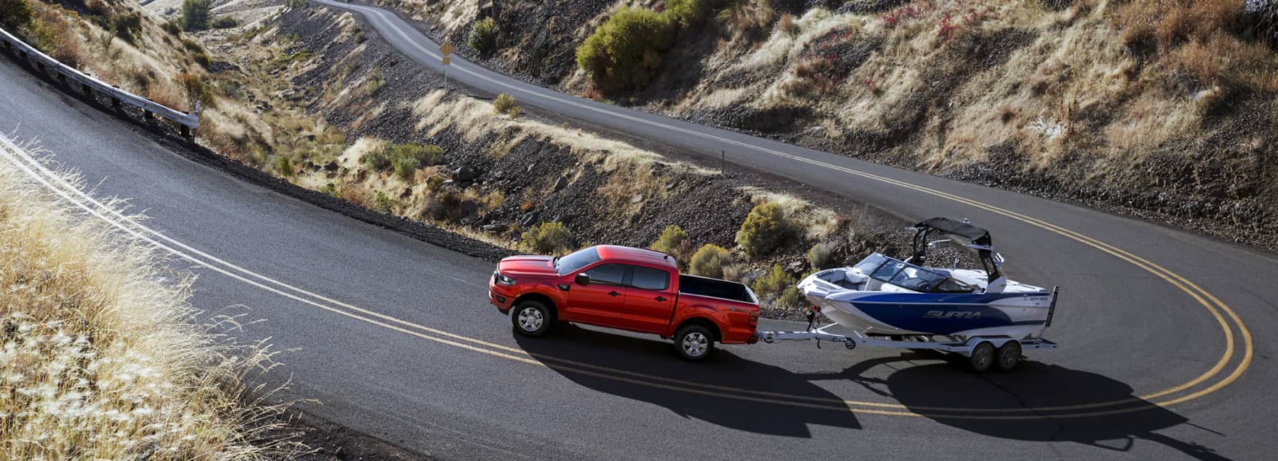2021 Ford Ranger Towing a Boat