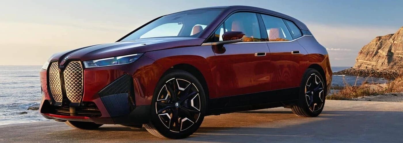 2022 BMW ix 2022 BMW ix in red parked near ocean