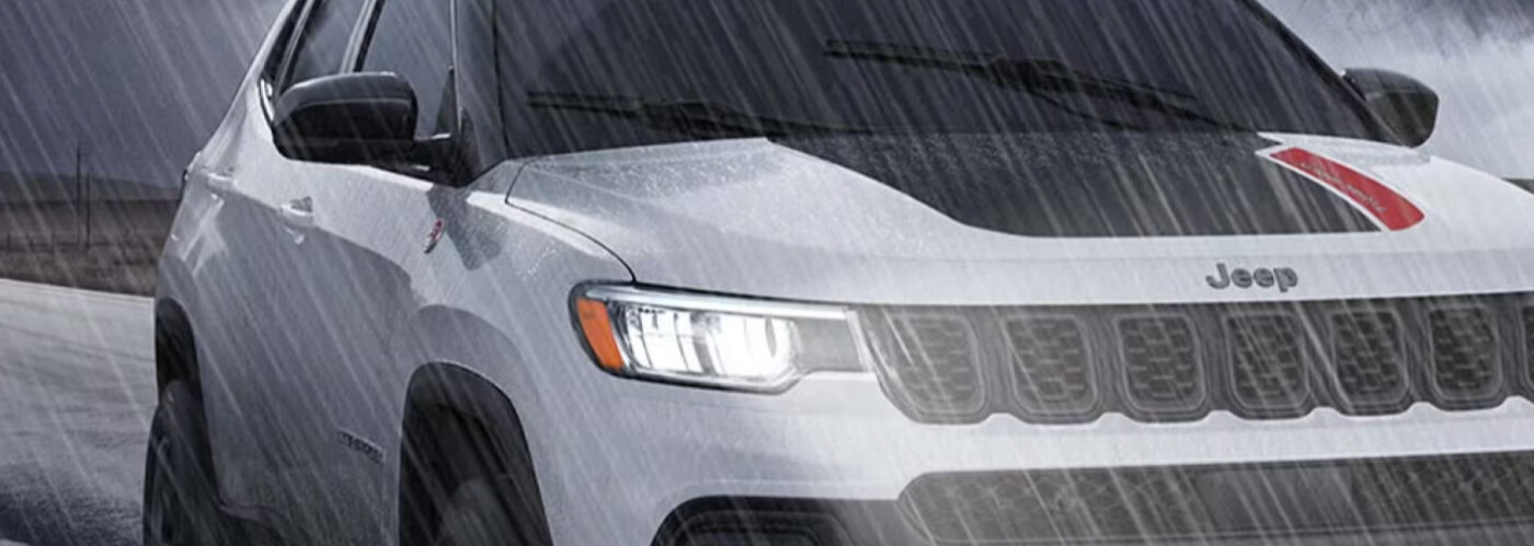 jeep compass driving in the rain