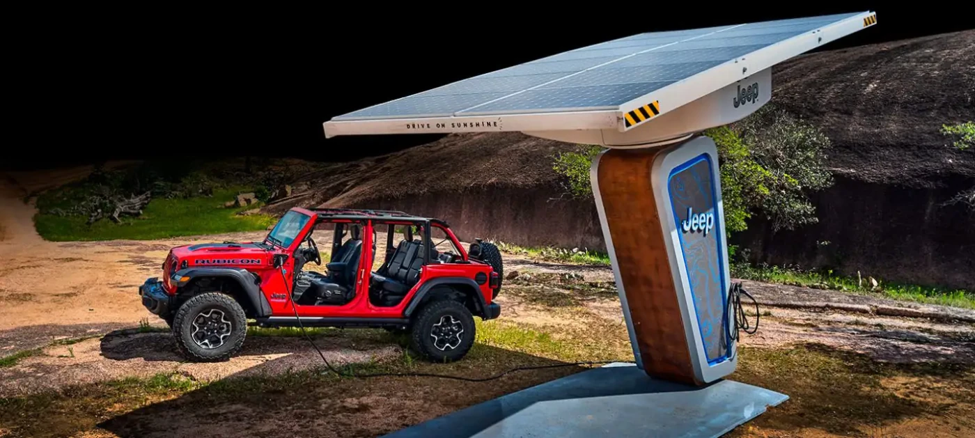 2022 Jeep Wrangler 4xe Charging Station at Trailhead
