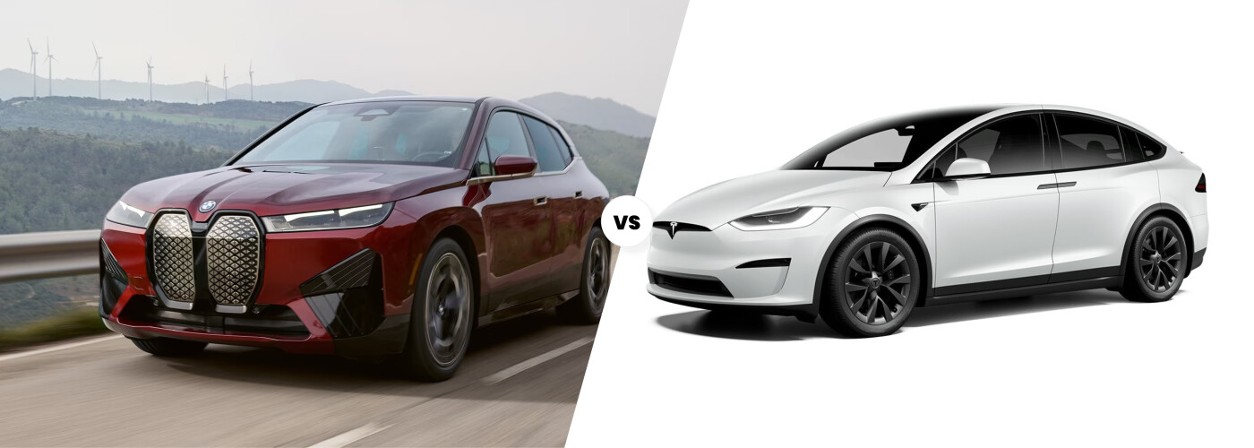 2024 BMW iX and 2024 Telsa Model X side by side