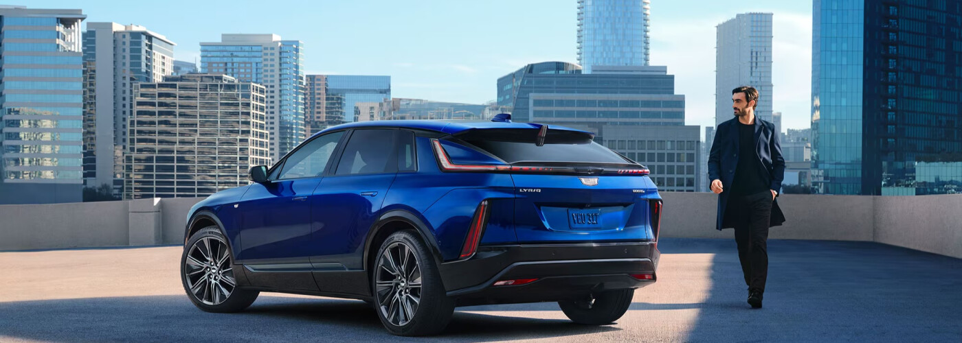 2026 Cadillac LYRIQ with city skyline