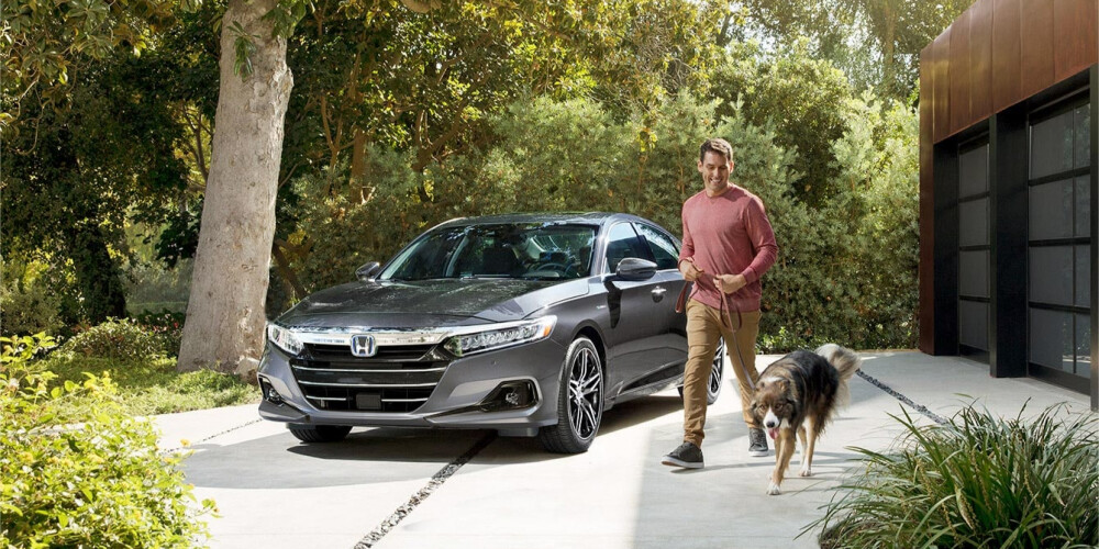 Gray 2021 Honda Accord Parked in Driveway