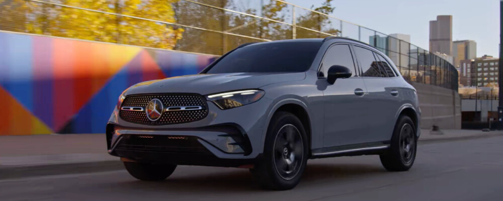 2026 Mercedes-Benz GLC SUV exterior gray driving on road