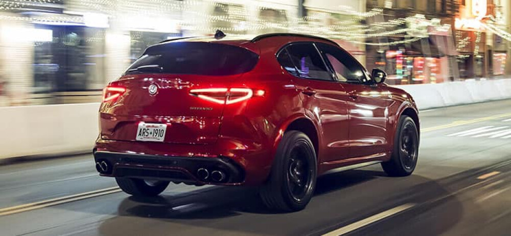 2024 Red Stelvio Quadrifoglio Driving