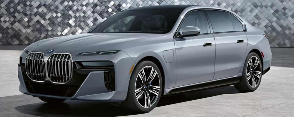 2026 BMW 7 Series parked in front of sequin wall