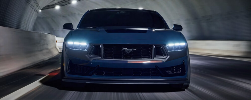 2025 Ford Mustang pictured from the front driving