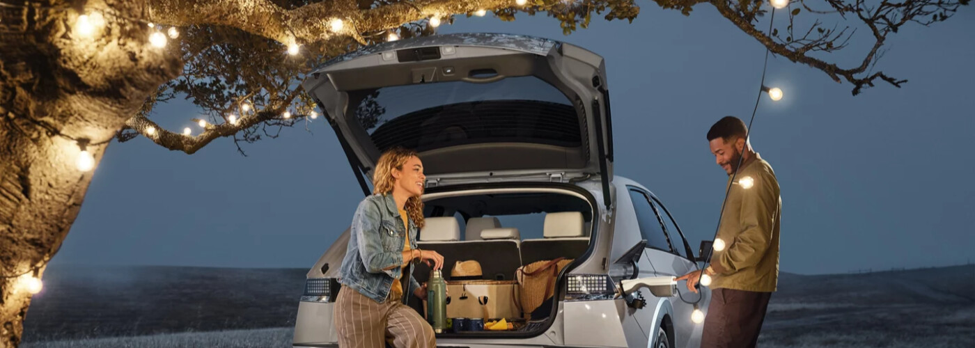 2023 Hyundai Ioniq 5 Parked Under a Tree