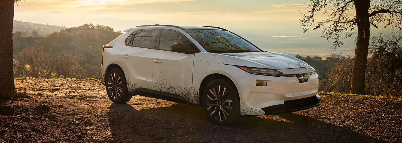 2026 Subaru Solterra Touring XT in Cosmic White Pearl Color with Available Color-Matched Wheel Arches